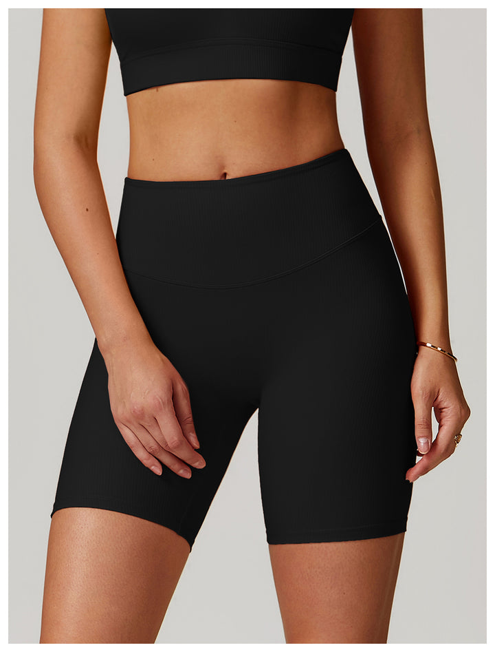 Glen High-Waisted Ribbed Biker Shorts