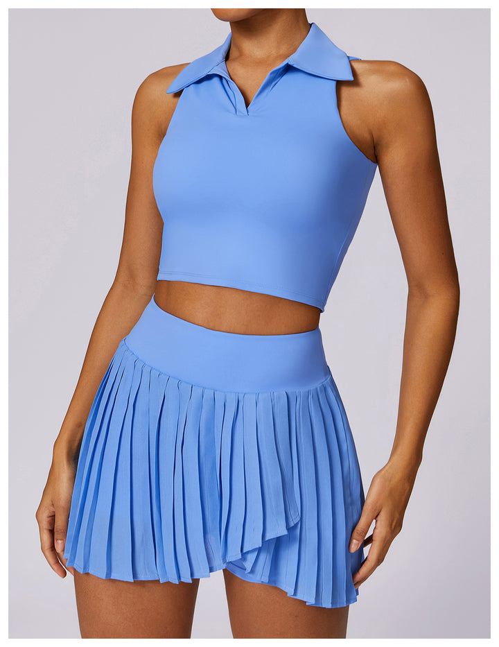 Celura Tennis Collared Cropped Tank