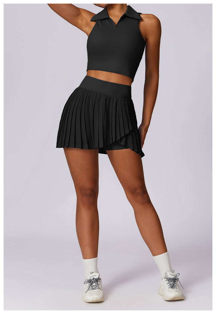 Celura Tennis Collared Cropped Tank