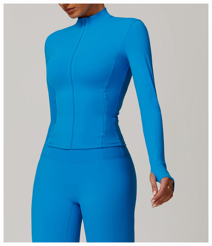 Marova Long-Sleeve Full-Zip Fitted Top