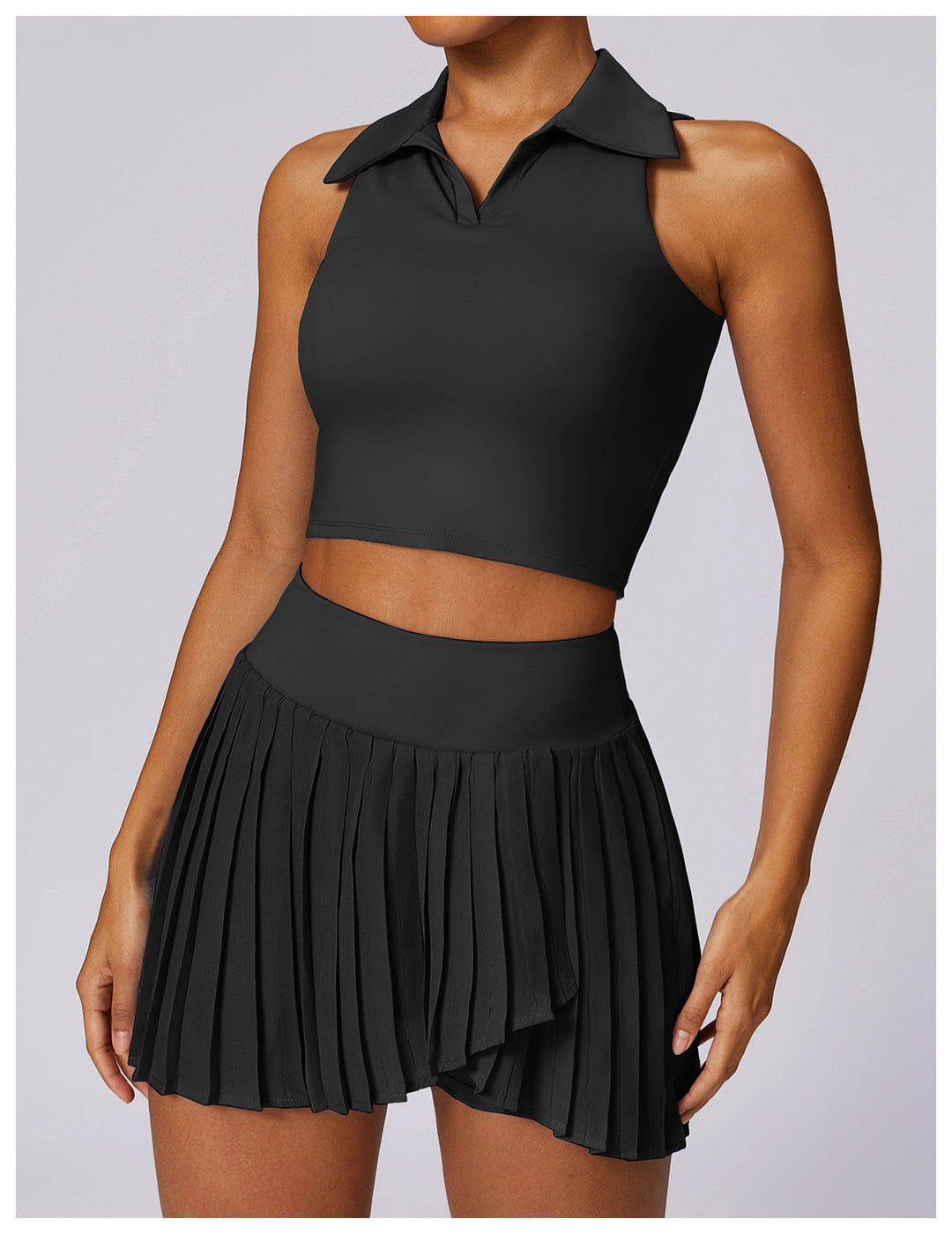 Celura Tennis Collared Cropped Tank