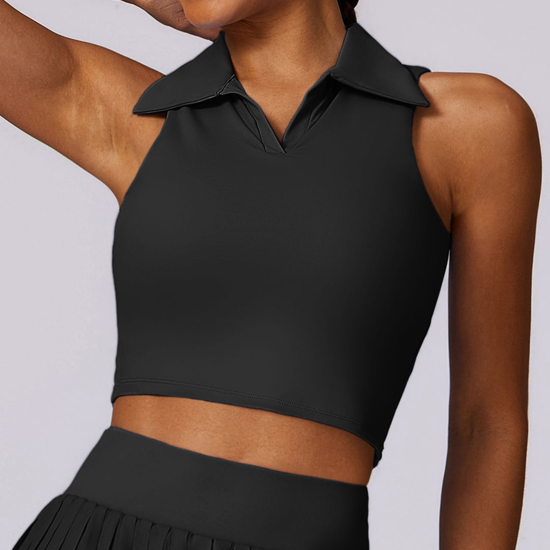 Celura Tennis Collared Cropped Tank