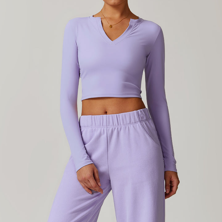 Veluna Long-Sleeve Fitted Crop Top