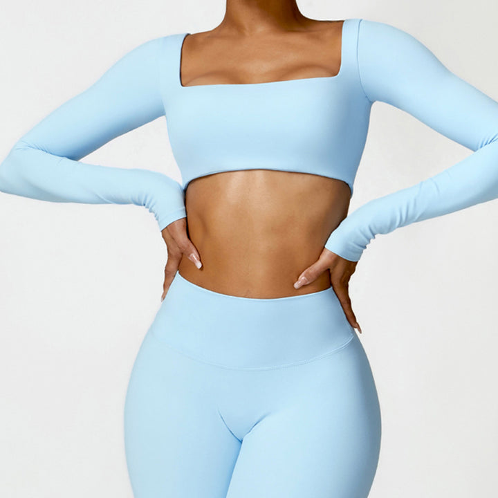 Valenora Long-Sleeve Square-Neck Crop Top