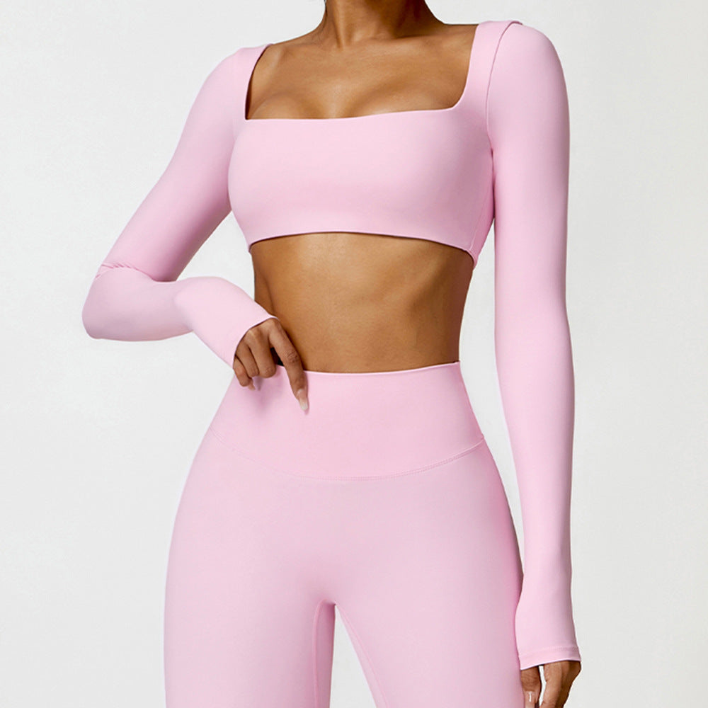 Valenora Long-Sleeve Square-Neck Crop Top