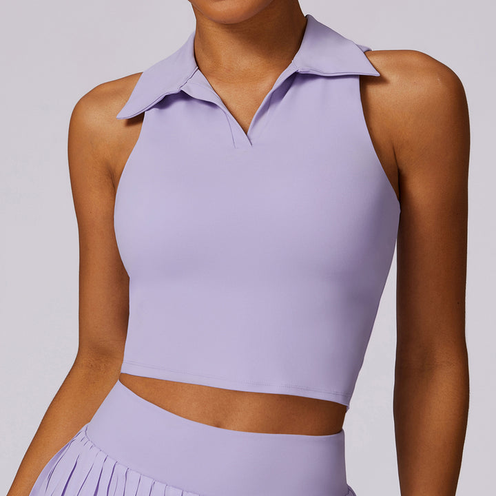 Celura Tennis Collared Cropped Tank