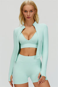 The Lagoon Jacket Sports Bra Shorts 3-Piece Set