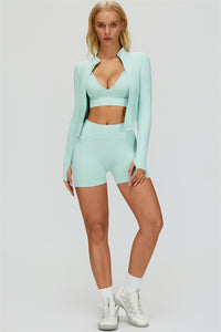 The Lagoon Jacket Sports Bra Shorts 3-Piece Set