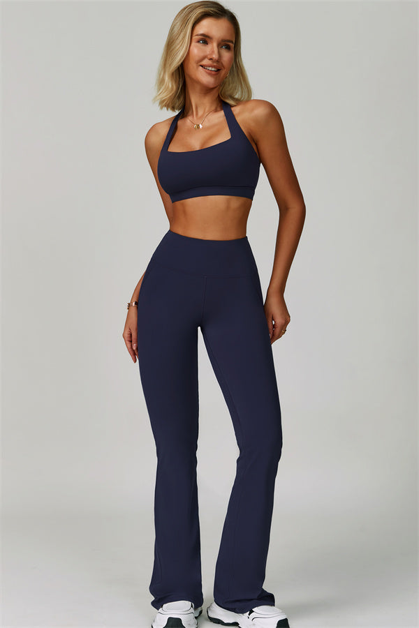 The Bold Halter Sports Bra Flared Leggings 2-Piece Set