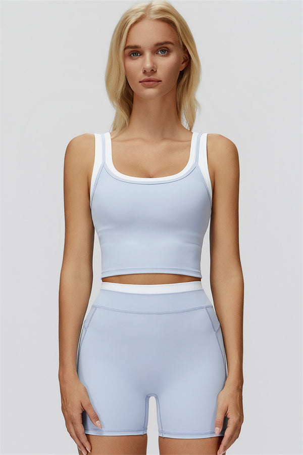 The Canyon Crop Tank Shorts 2-Piece Set — Blue Angel
