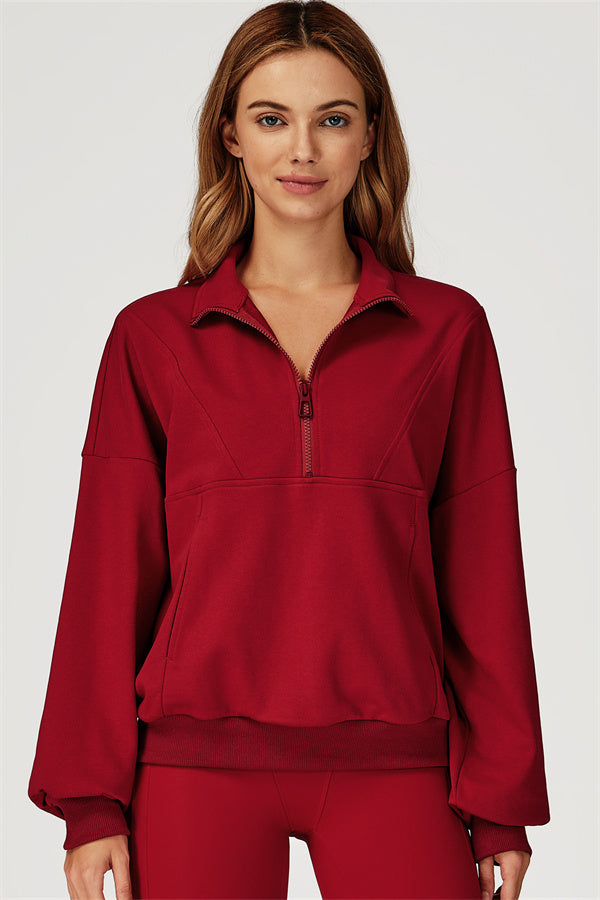 The Conquer Elevate Half-Zip Pullover — Burgundy