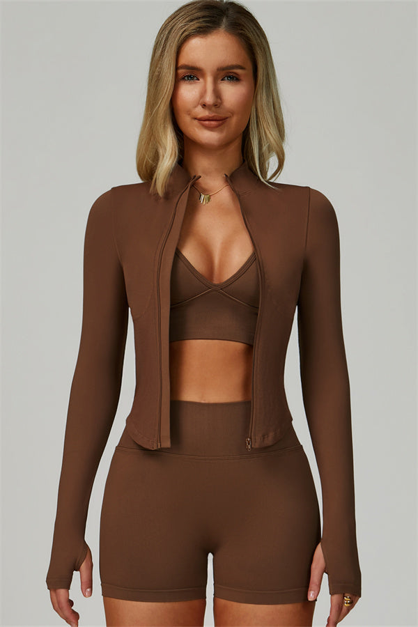 The Lagoon Jacket Sports Bra Shorts 3-Piece Set