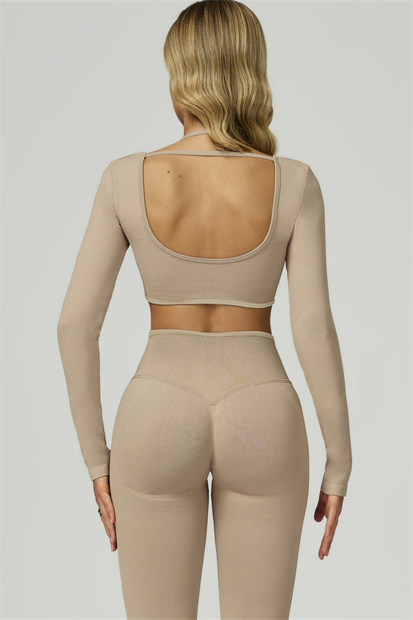 Bali Motion Long Sleeve Crop Top Leggings 2-Piece Set