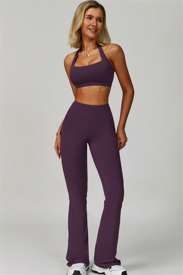 The Bold Halter Sports Bra Flared Leggings 2-Piece Set