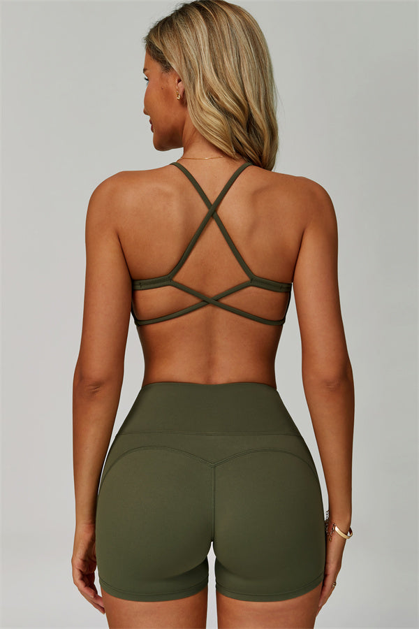 The Bold Cross Back Sports Bra Shorts 2-Piece Set