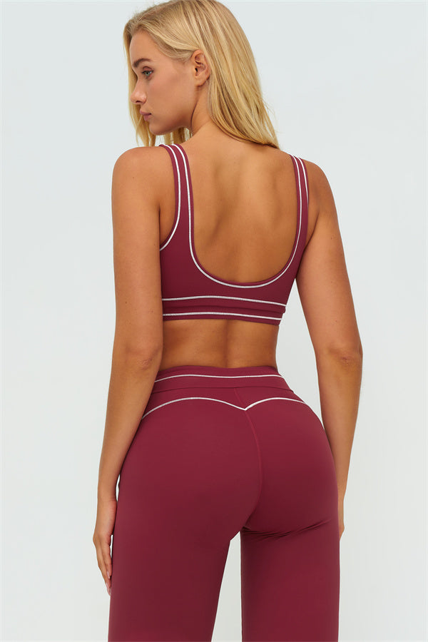 The Amara Sports Bra Flared Leggings 2-Piece Set — Burgundy - Image 2