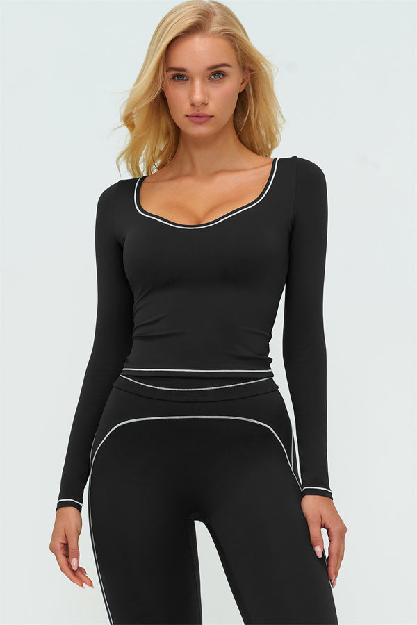 The Amara Long Sleeve T-shirt Leggings 2-Piece Set — Black