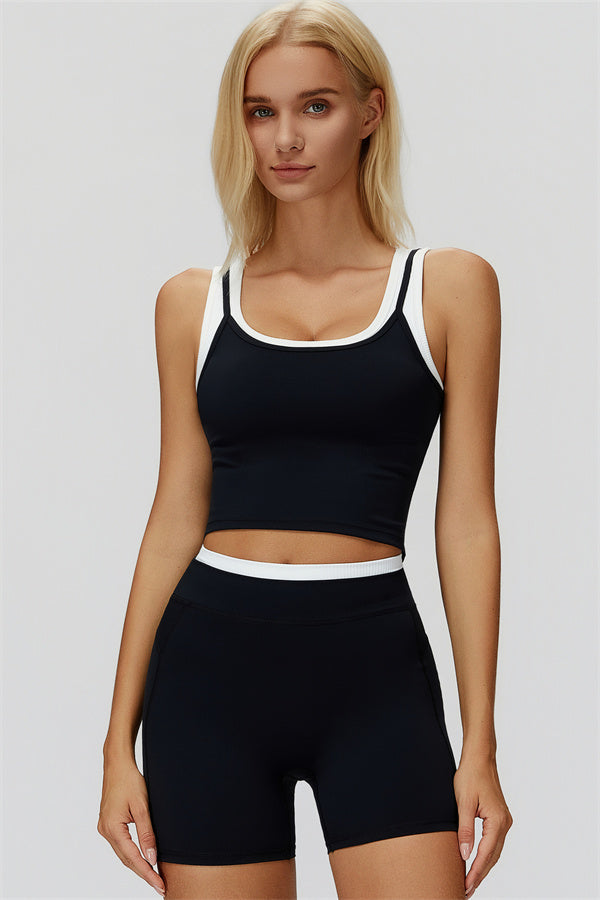 The Canyon Crop Tank Shorts 2-Piece Set — Black