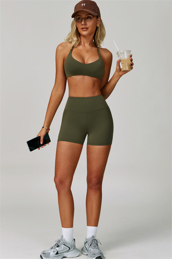 The Bold Cross Back Sports Bra Shorts 2-Piece Set