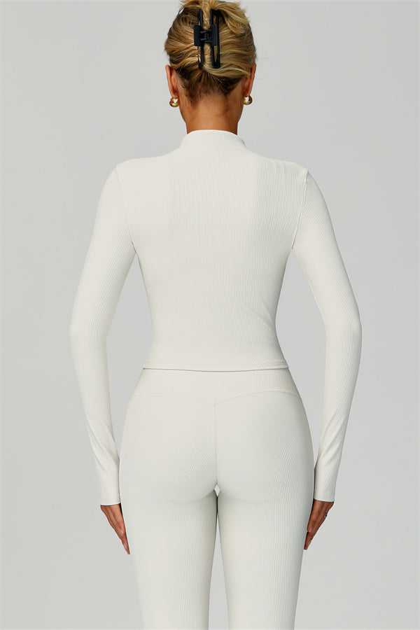 The Burst Jacket Sports Bra Leggings 3-Piece Set — Apricot - Image 2