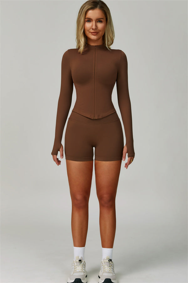 The Lagoon Jacket Sports Bra Shorts 3-Piece Set