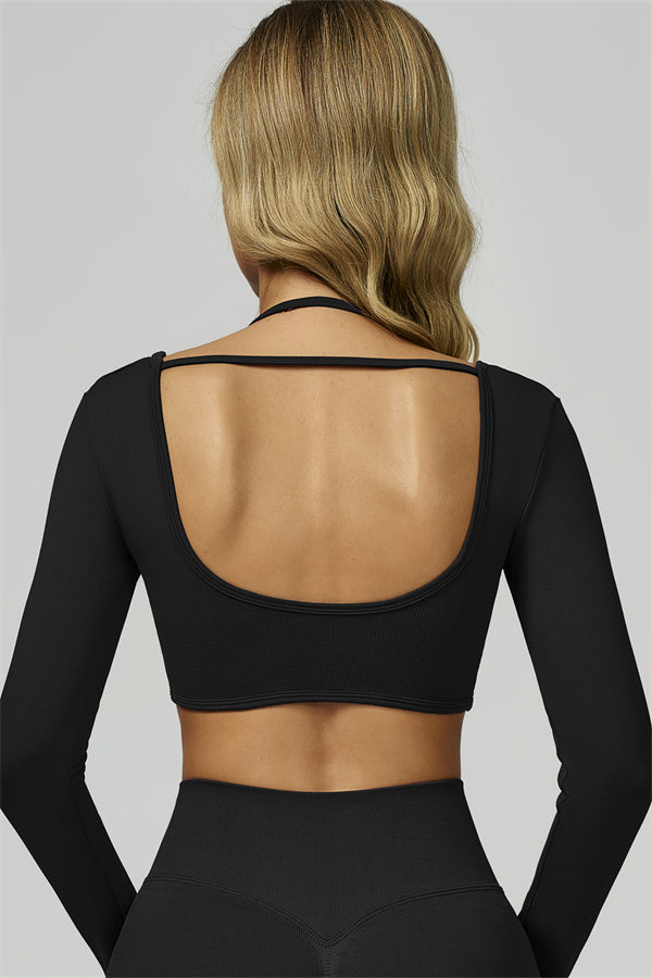 Bali Motion Long Sleeve Crop Top Leggings 2-Piece Set