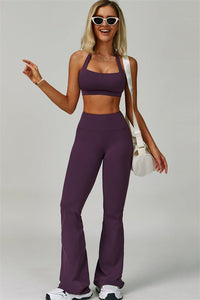 The Bold Halter Sports Bra Flared Leggings 2-Piece Set