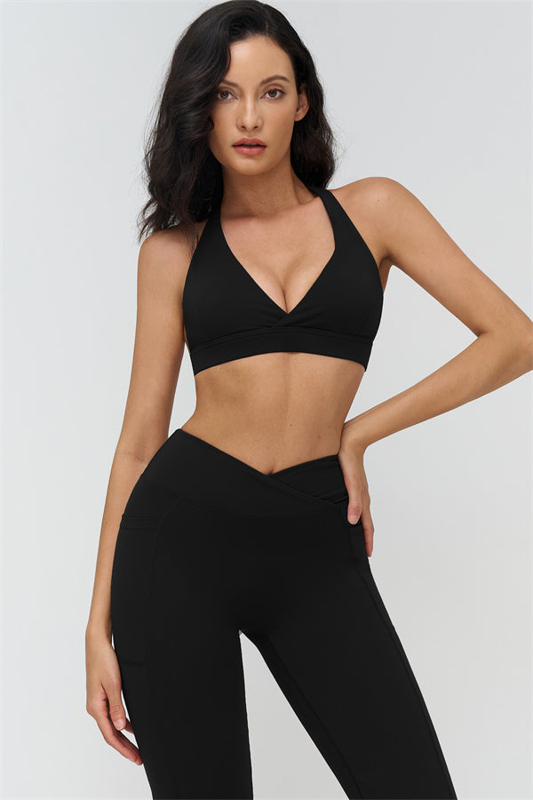 The BoldFit Sports Bra Flared Leggings 2-Piece Set — Black