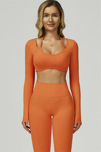 Bali Motion Long Sleeve Crop Top Leggings 2-Piece Set