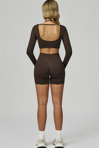 Bali Motion Long Sleeve Crop Top Shorts 2-Piece Set