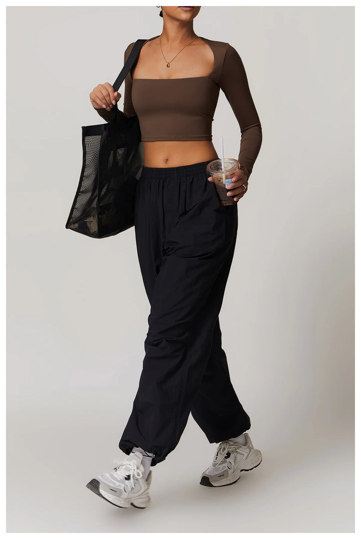 Florayne Long-Sleeve Cutout Crop Top